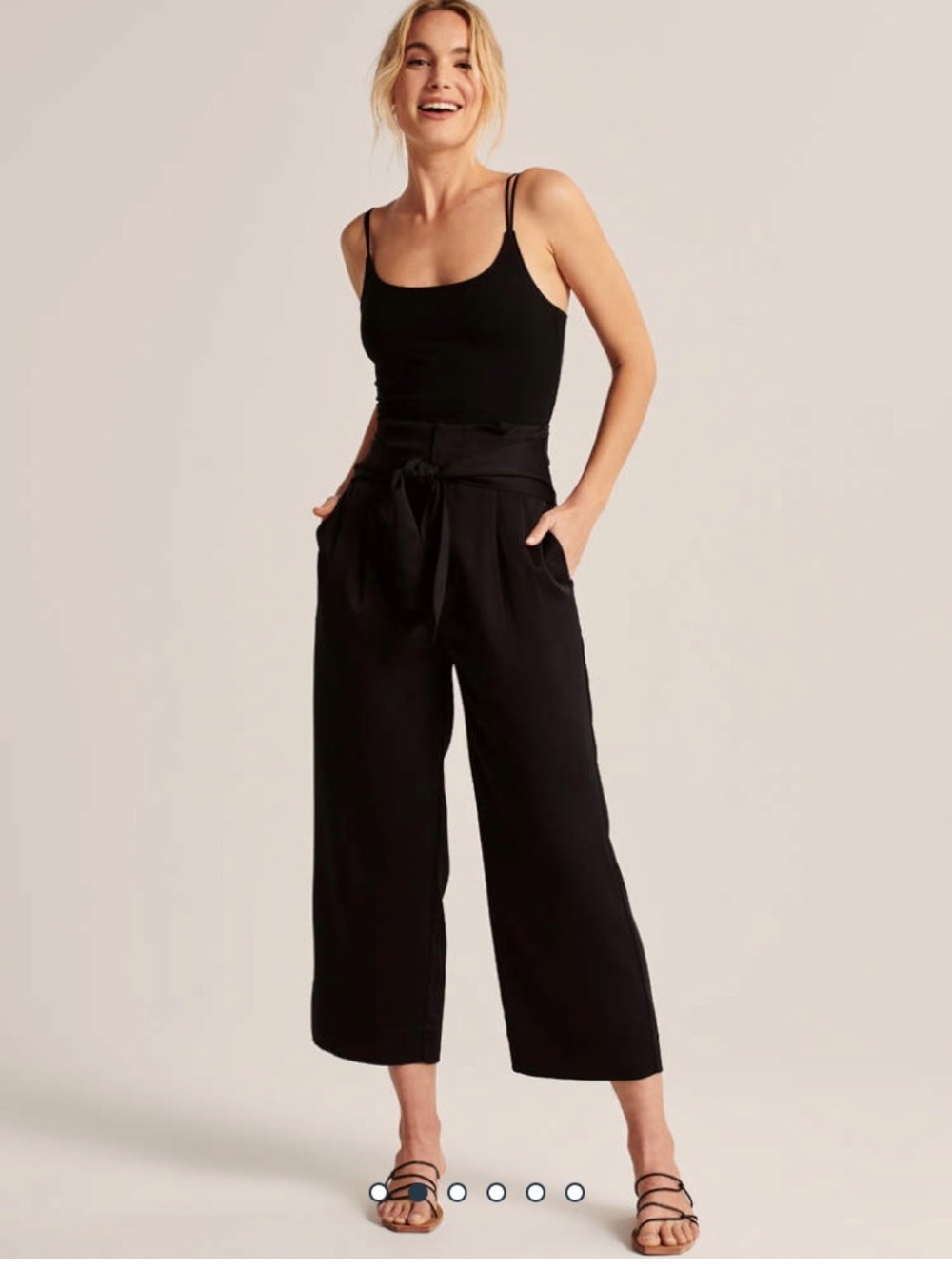 New Black Abercrombie Satin Wide-Leg Cropped Pants